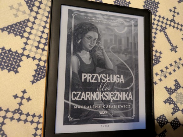 Okładka e-booka "Przysługa dla czarnoksiężnika" Magdaleny Kubasiewicz. E-book ma 238 stron.