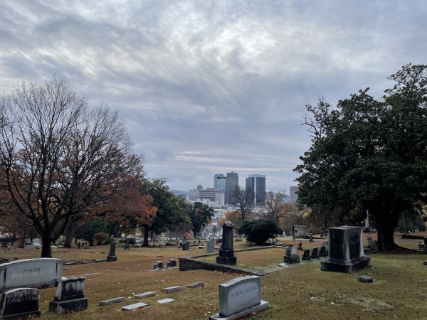 Birmingham Alabama skyline looking south from Oak Hill cemetery